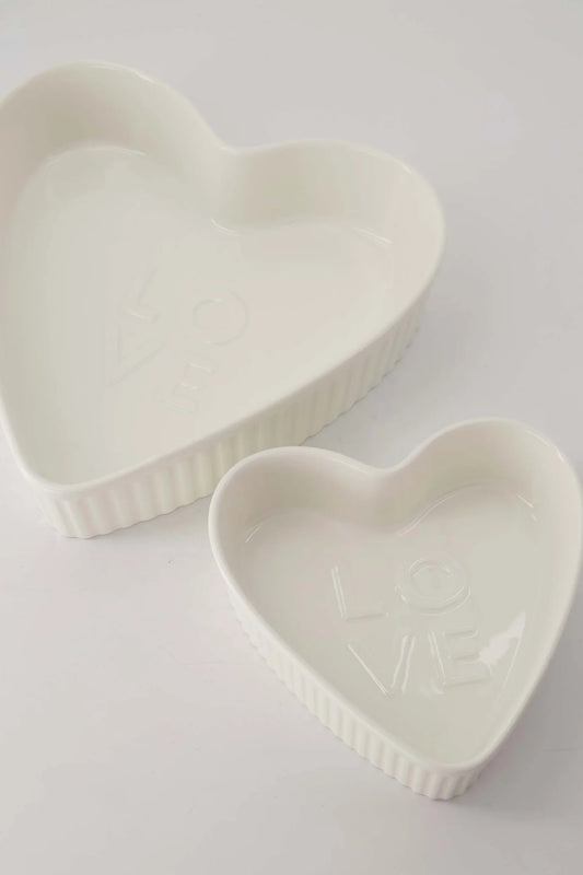 Zusss - Ovenschaal keramiek Hartvorm Love - Wit