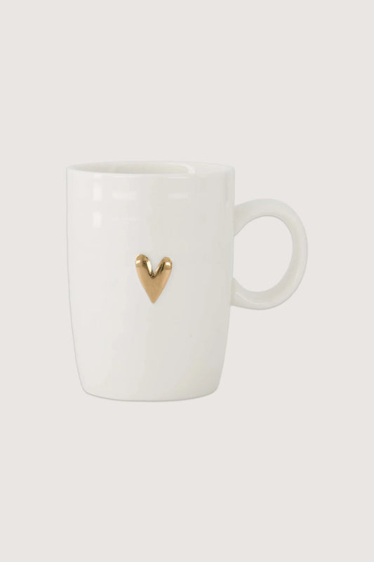 Zusss - Koffie mok met oortje hartje - Wit/Goud