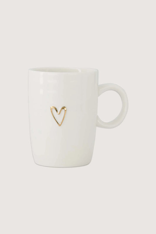 Zusss - Koffie mok met oortje lijn hartje - Wit/Goud