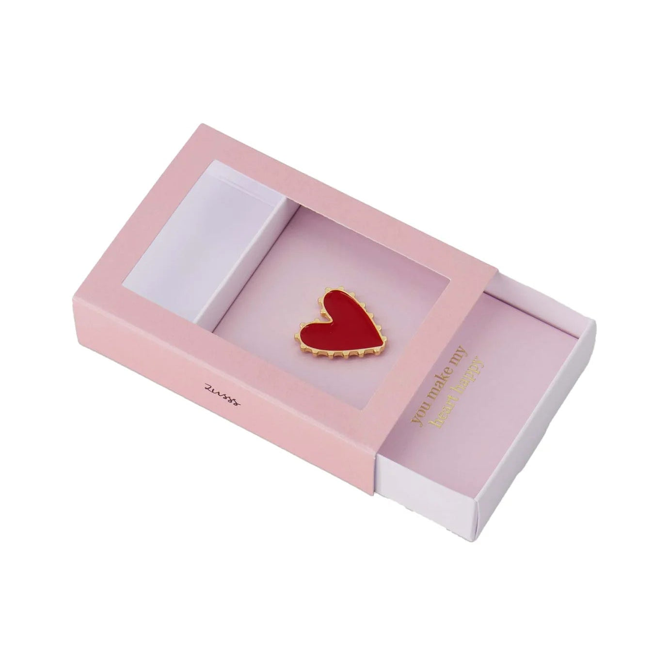 Zusss - Broche in doosje Heart - Roze / Wit