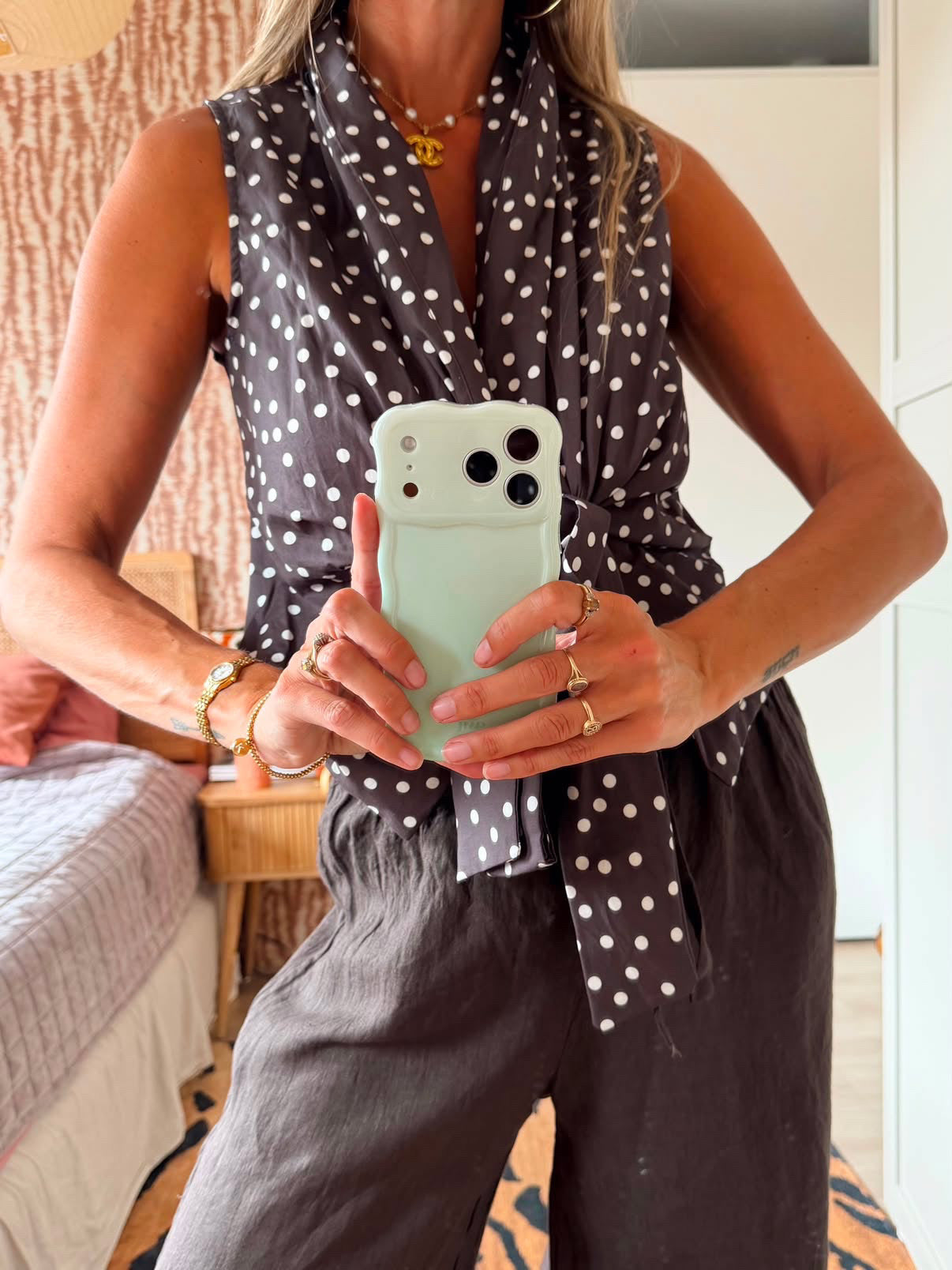 Wikkelblouse Ronny - Brown polkadot