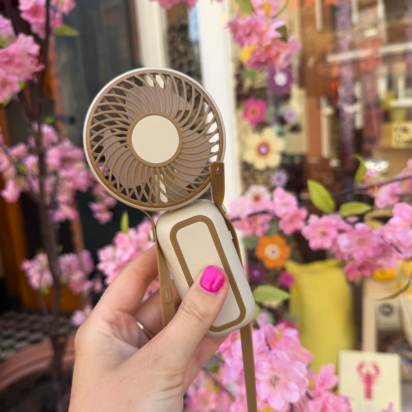 Elektrische mini waaier - Beige/taupe