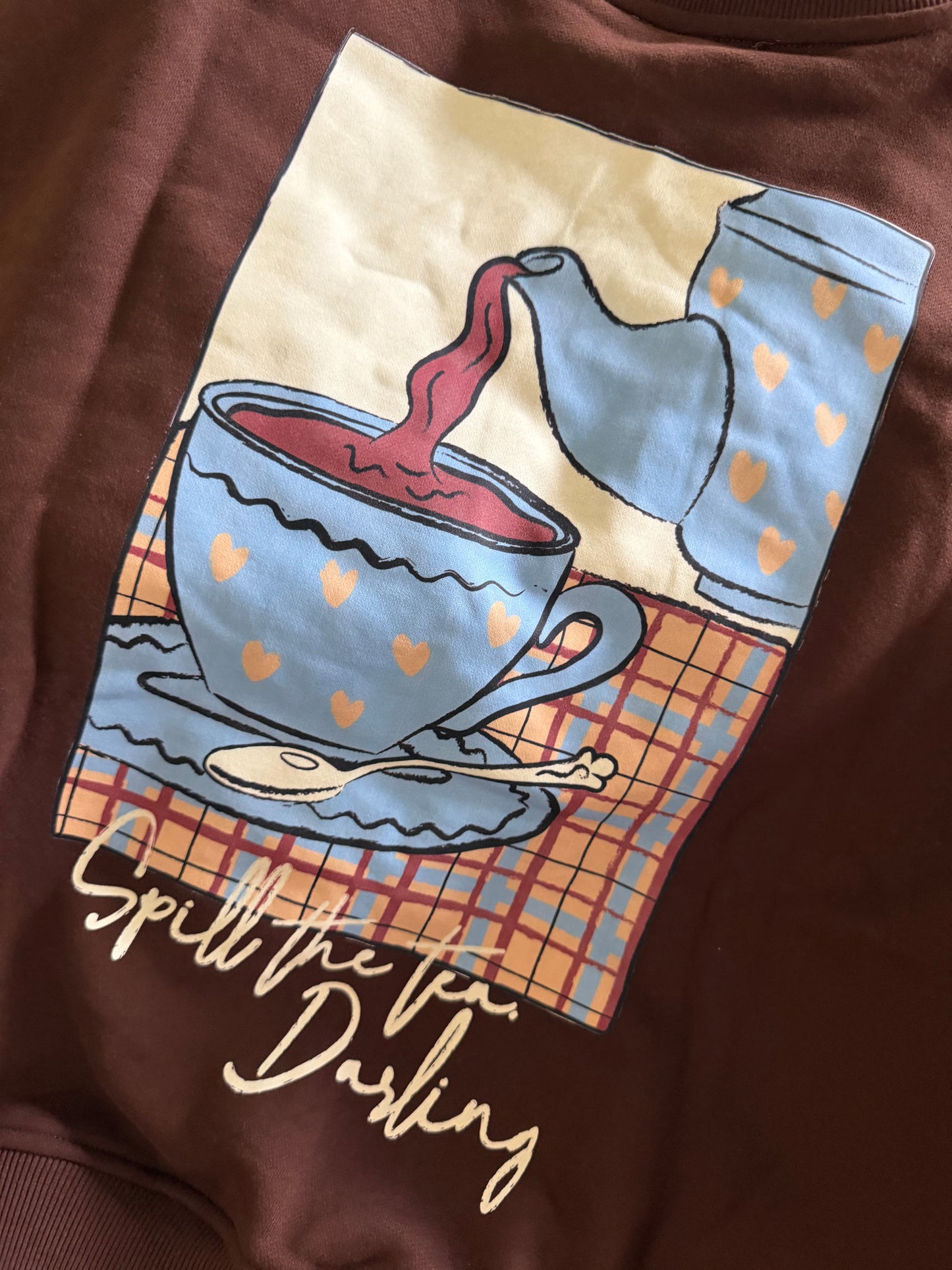 Ydence Sweater Spill the tea - Brown Blue