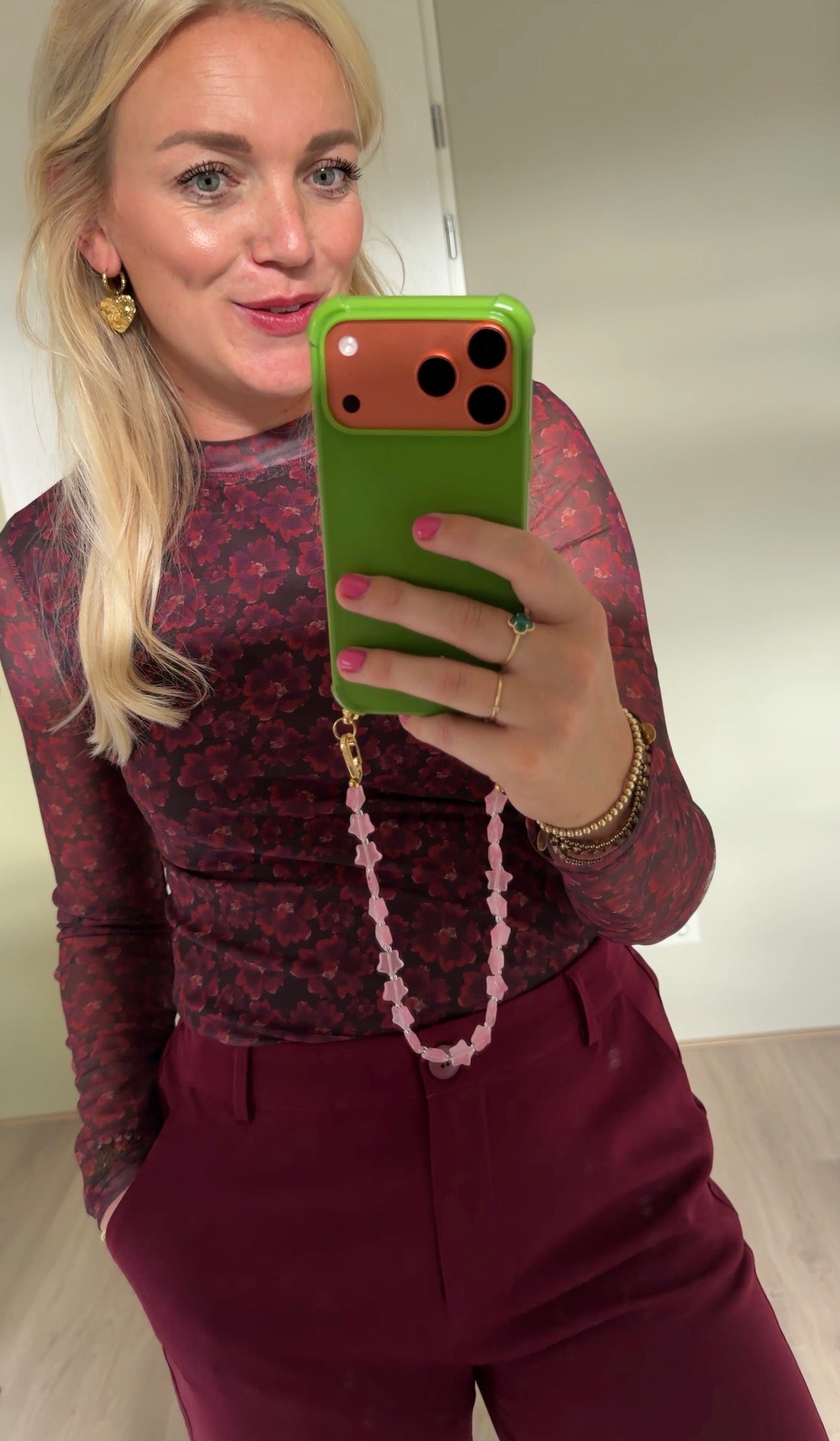 Ydence Top Willemijn - Burgundy flower