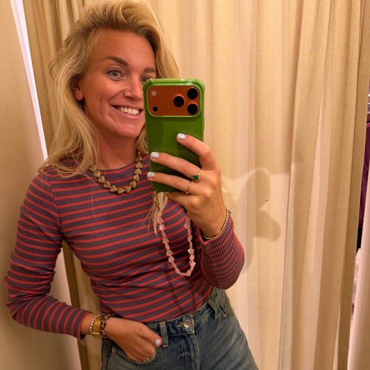 Anna Longsleeve streep - Paars/oranje