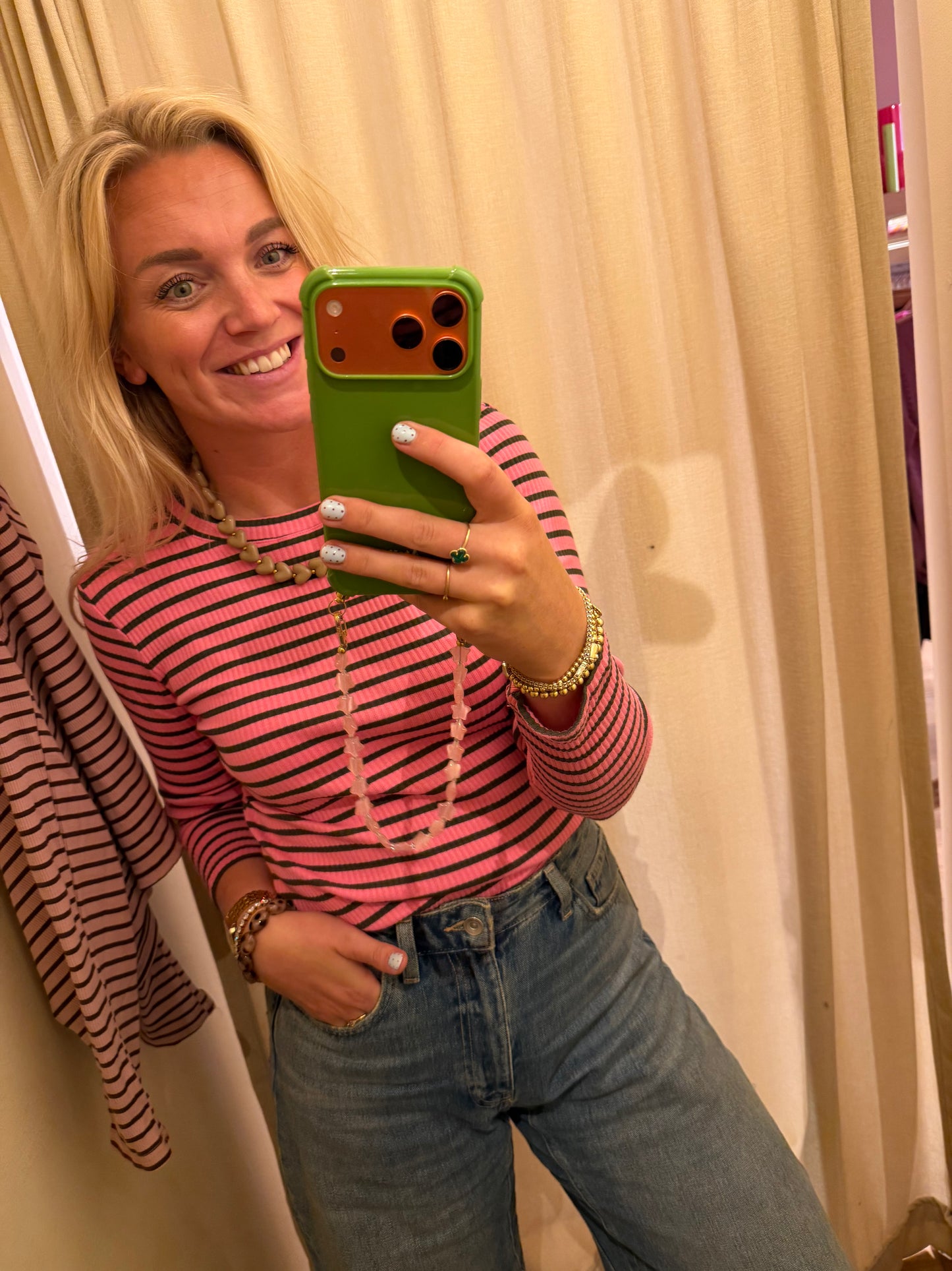 Anna Longsleeve streep - Roze/groen