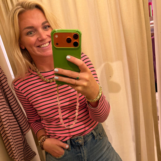 Anna Longsleeve streep - Roze/groen