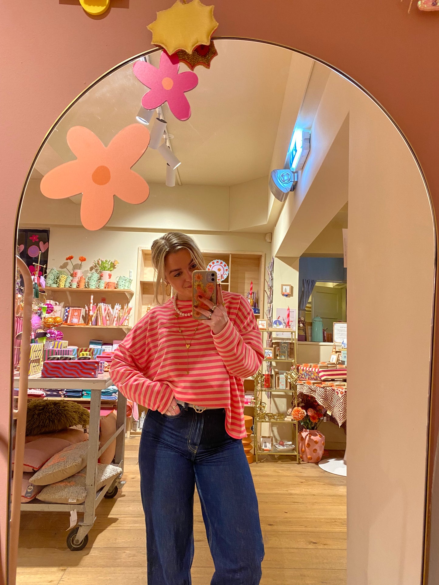 Longsleeve streep - Roze/felroze