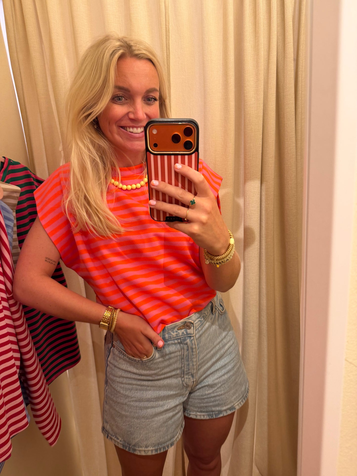Top streep - Neonoranje/Roze