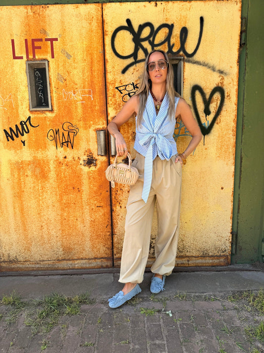 Wikkelblouse Ronny - Blue striped
