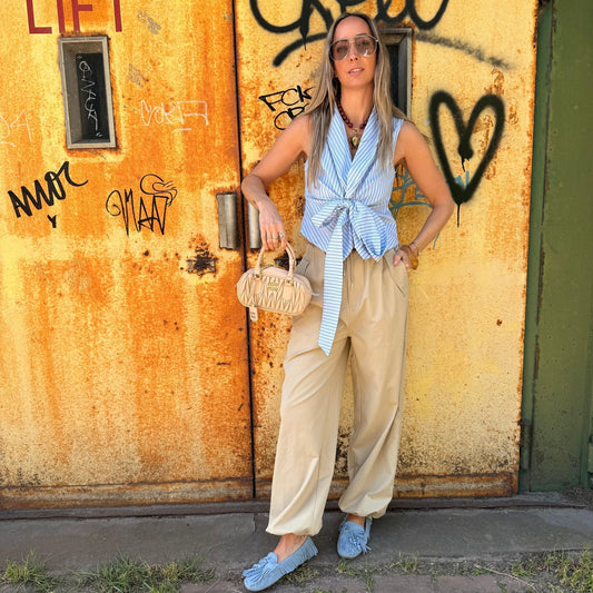 Wikkelblouse Ronny - Blue striped