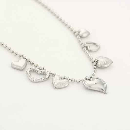 Ketting hartjes - Zilver