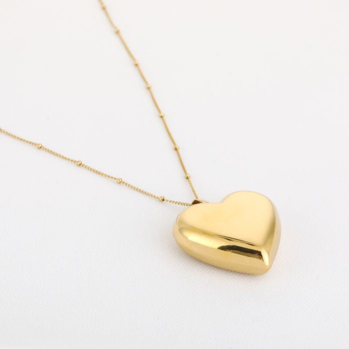 Lange ketting met groot hart - Goud