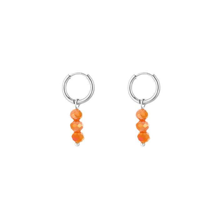 Oorbellen kralen - Zilver / Oranje