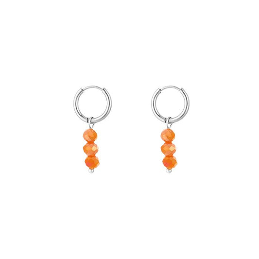 Oorbellen kralen - Zilver / Oranje