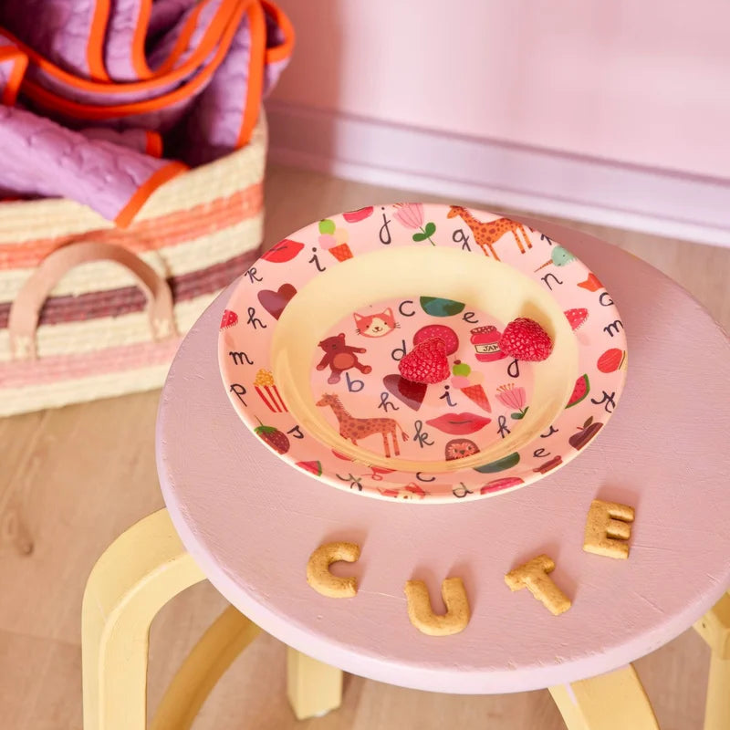 Rice - Kinderbord ABC roze