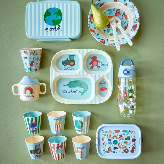 Rice - Kinderbord ABC blauw