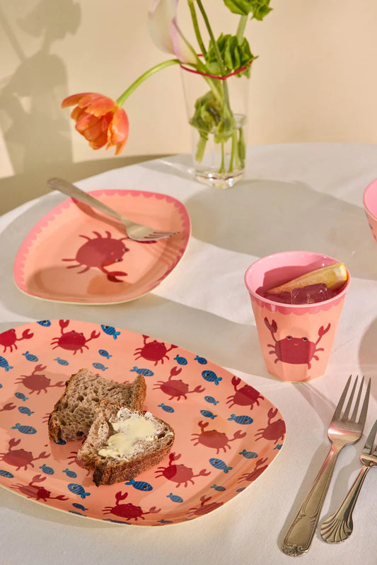 Rice - Groot Rechthoekig Dinerbord - Crab Print