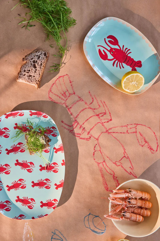 Rice - Groot Rechthoekig Dinerbord - Lobster Print