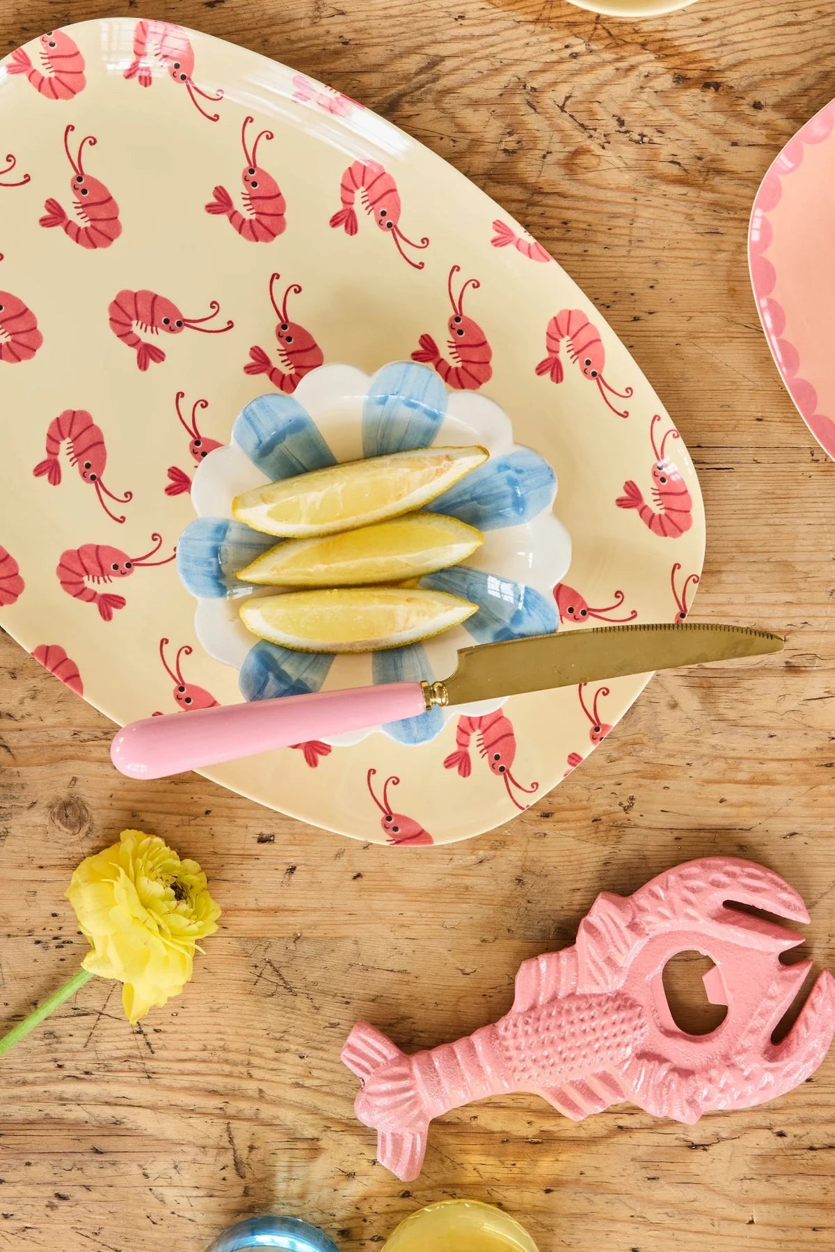 Rice - Groot Rechthoekig Dinerbord - Shrimp Print