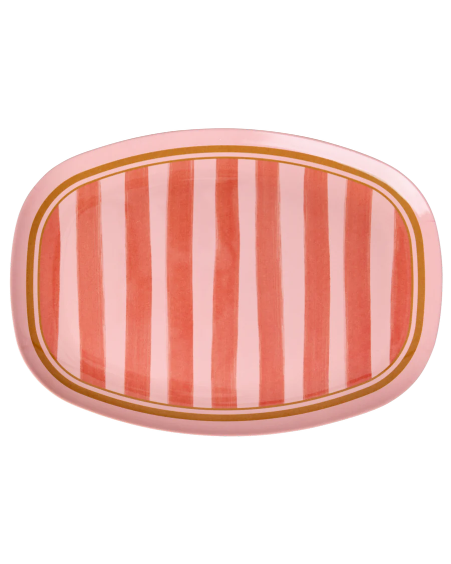 Rice - Melamine plate with organic stripes print