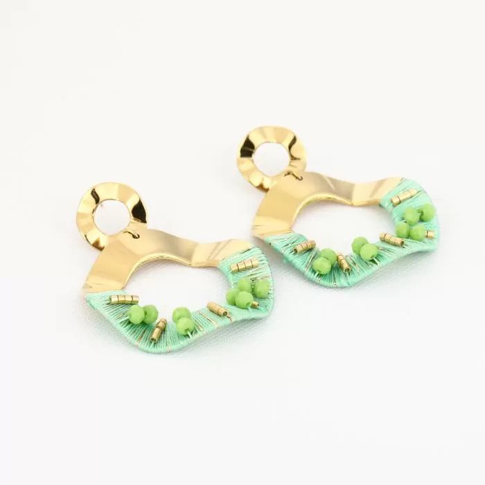 Oorbellen - Goud/Groen
