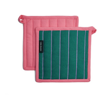 Afbeelding in Gallery-weergave laden, Pannenlappen Set Vivid Green Purple - set van 2