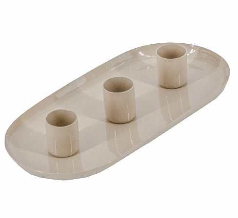 Kaarsenstandaard ovaal - Beige