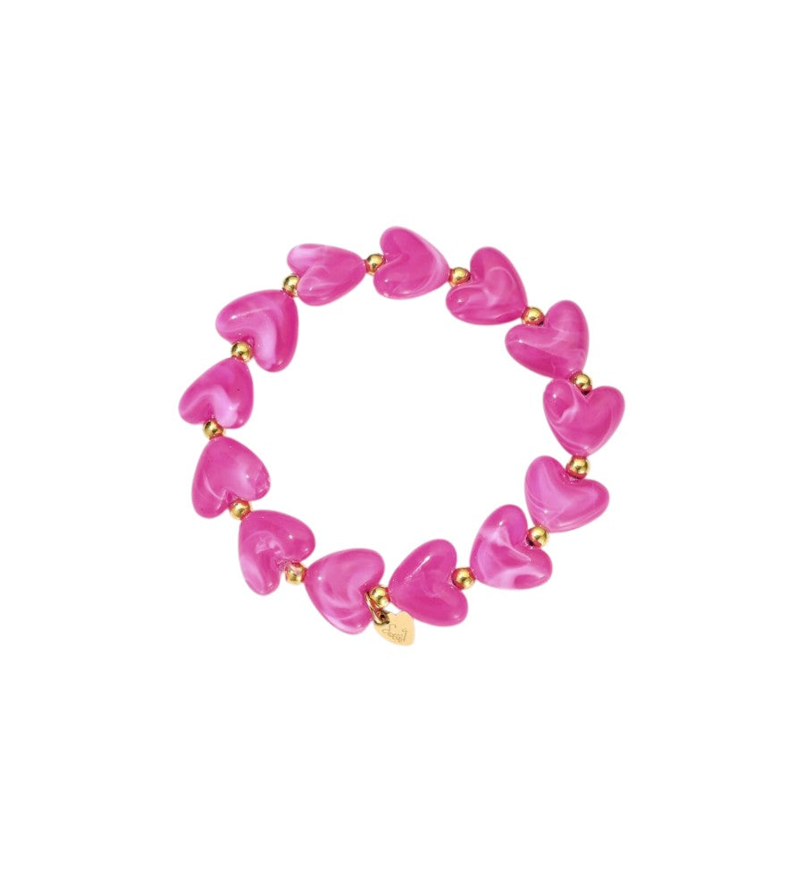 Hartjes kralen armband - Roze