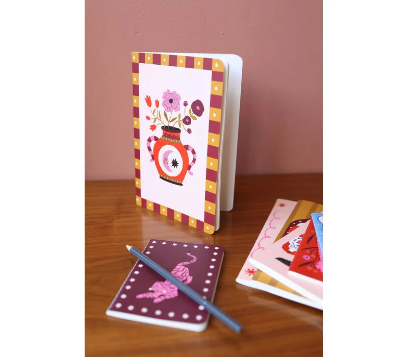 All the luck in the world - Soft Cover Notebook Dots Vase with Flowers
