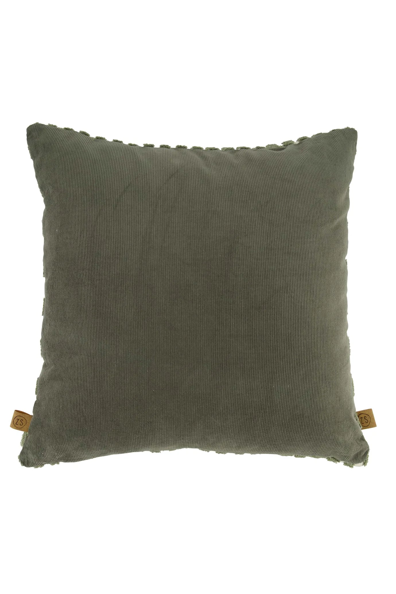 Zusss Kussen corduroy/velvet grafisch 45x45cm offwhite/groen