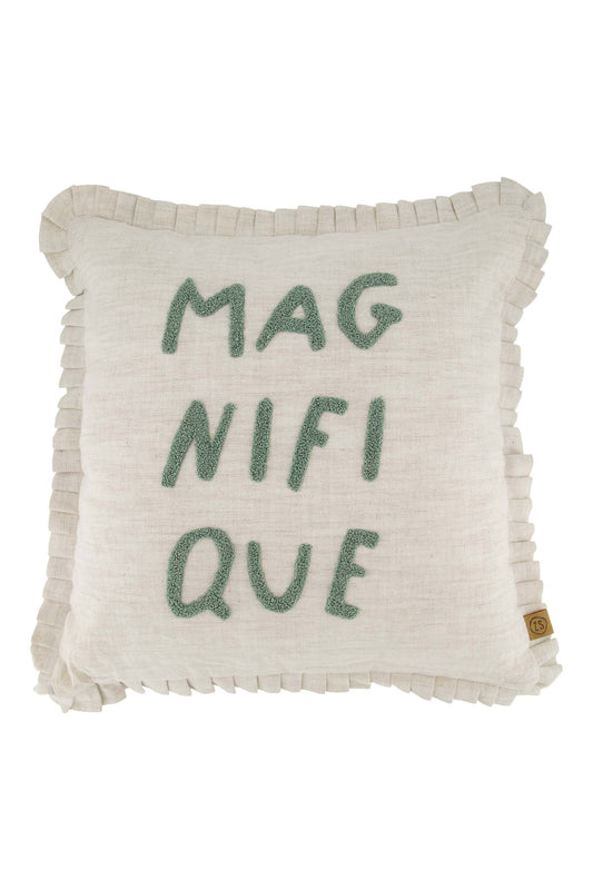Zusss Kussen Ruffle Magnifique - Peper en zout/grijsblauw