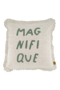 Zusss Kussen Ruffle Magnifique - Peper en zout/grijsblauw