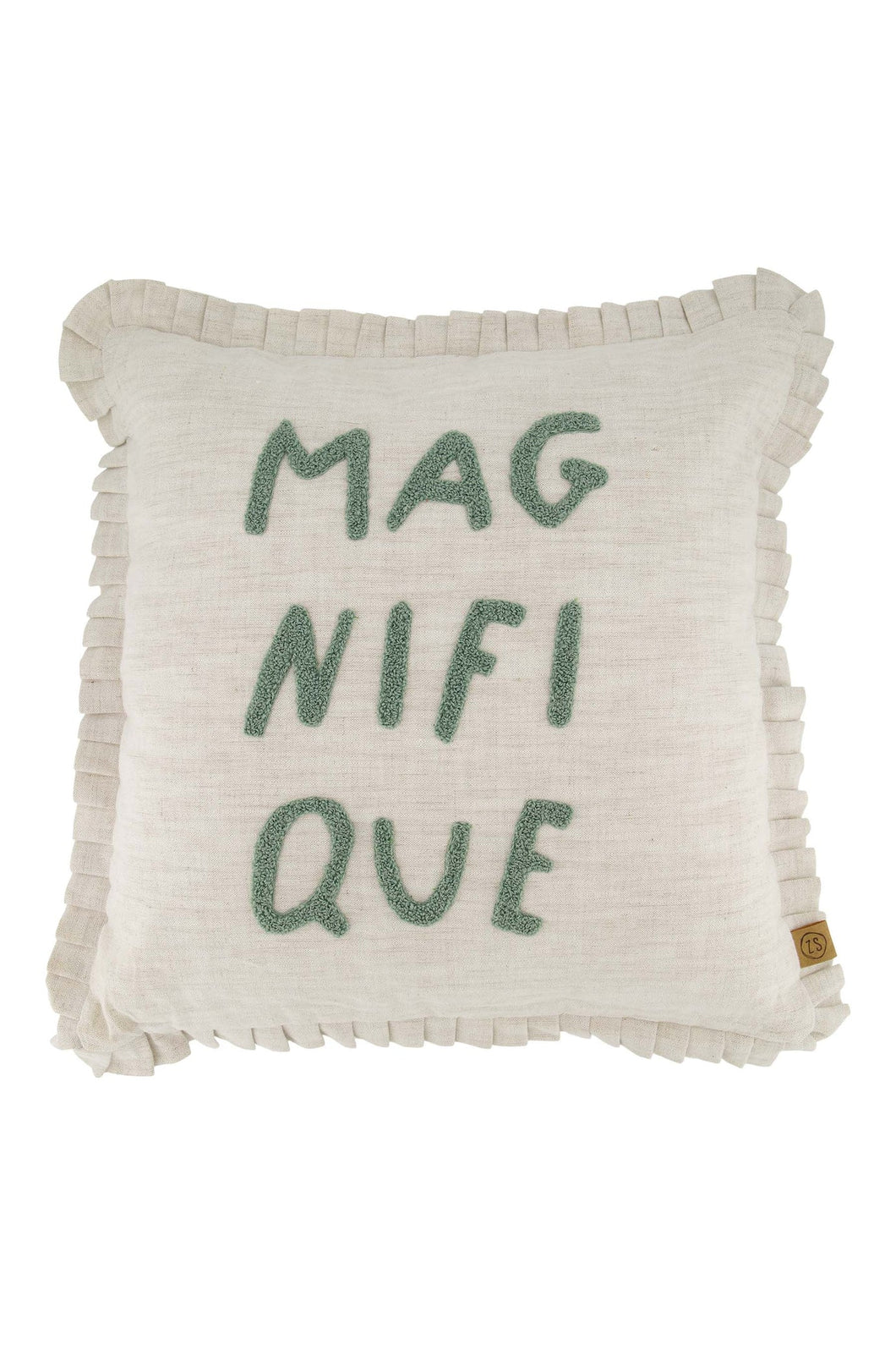 Zusss Kussen Ruffle Magnifique - Peper en zout/grijsblauw