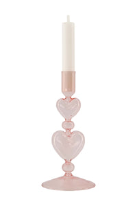 Zusss Kandelaar glas Hartjes - Roze/Rood