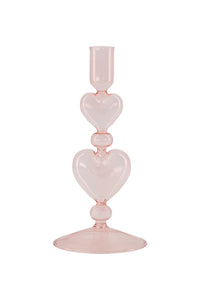 Zusss Kandelaar glas Hartjes - Roze/Rood