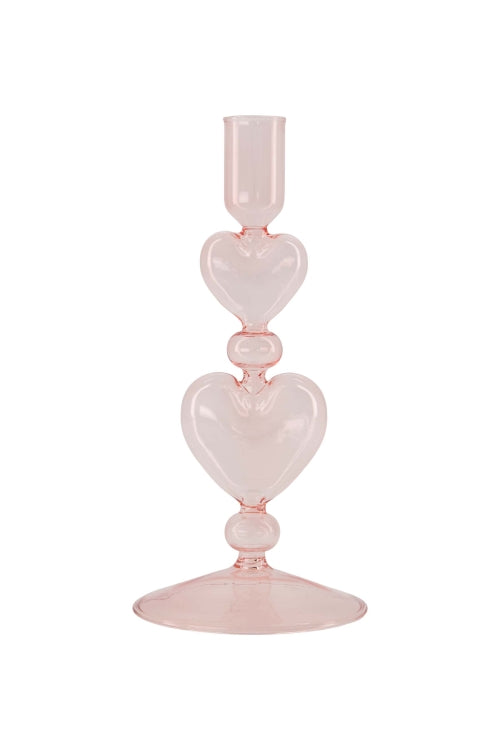 Zusss Kandelaar glas Hartjes - Roze/Rood