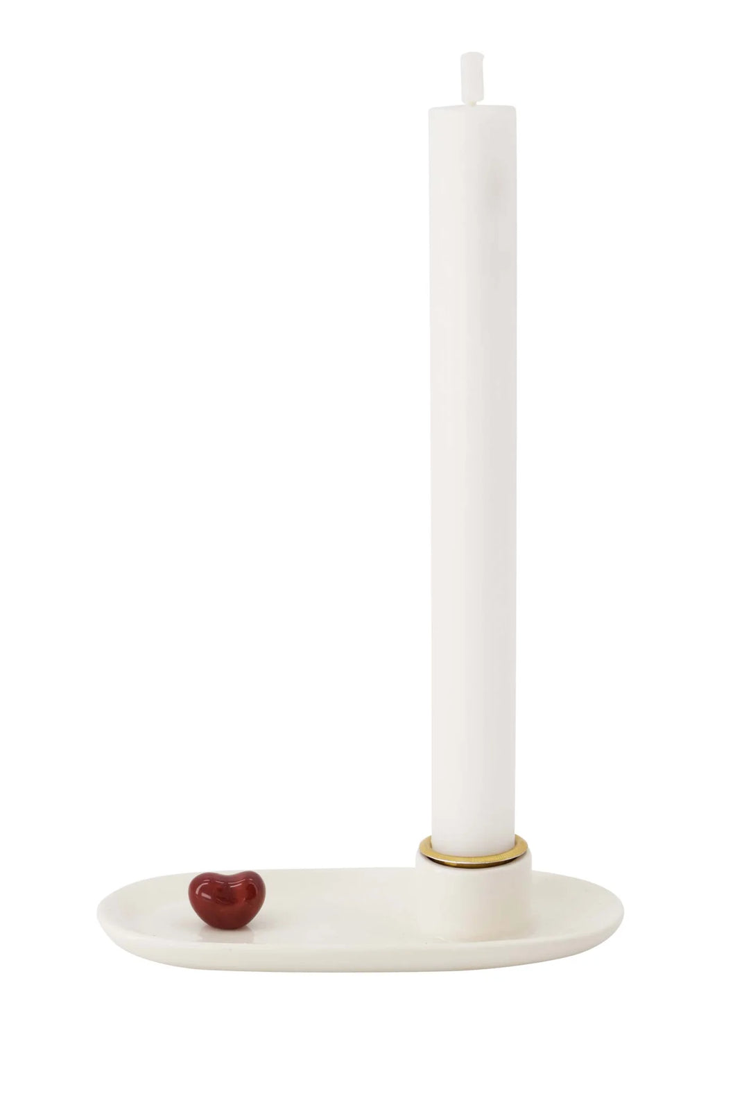 Zusss - Kandelaar keramiek hartje - wit/rood