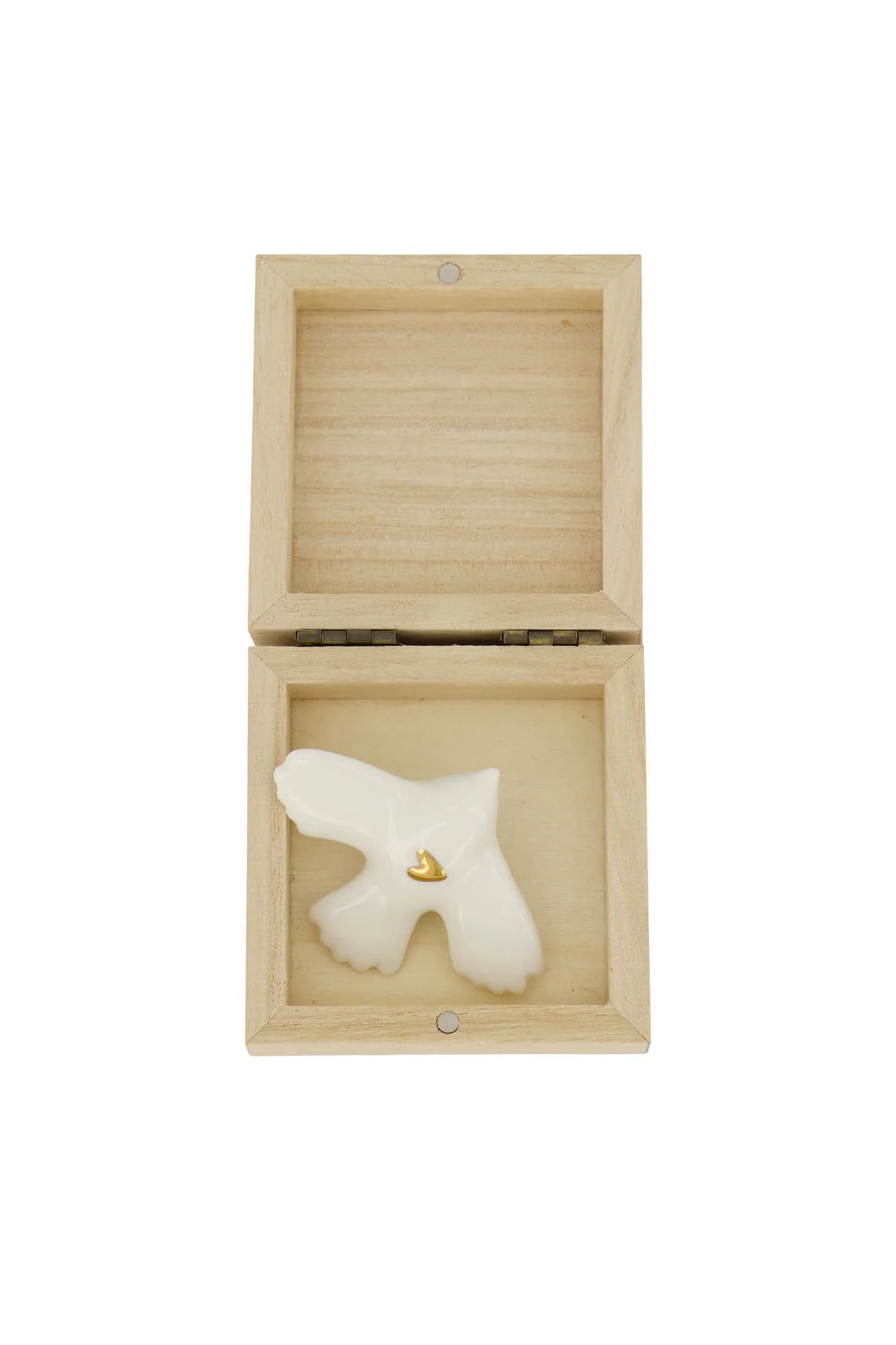 Zusss - Doosje hout met vogeltje - wit/goud