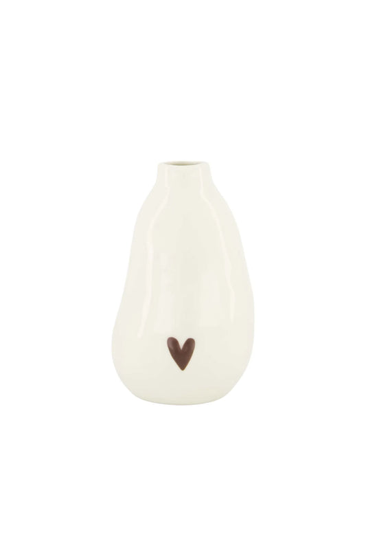 Zusss - Vaasje keramiek hartje - wit/port