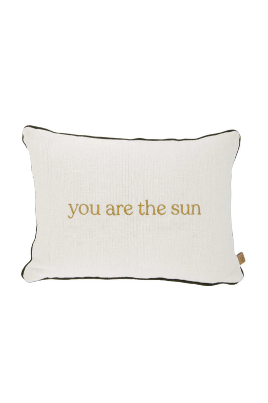 Zusss - Kussen you are the sun hartjes - Off white/Groen