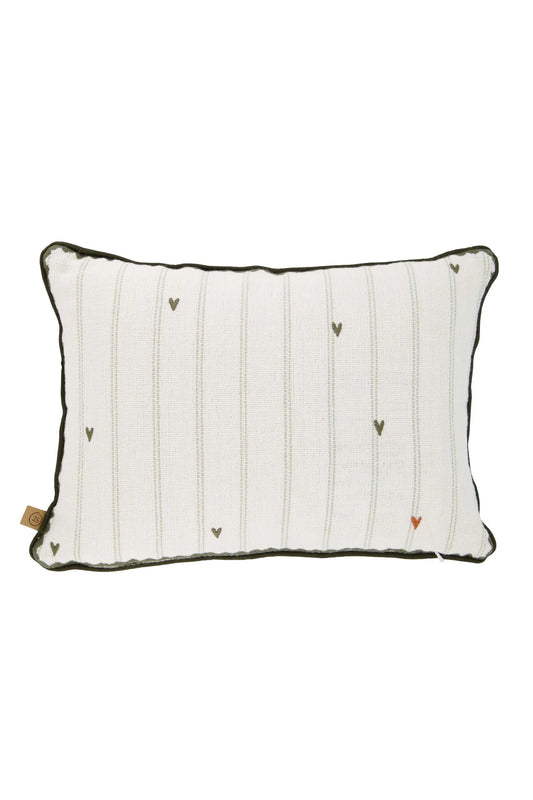 Zusss - Kussen you are the sun hartjes - Off white/Groen