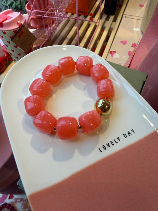 Kralen armband vierkant - Zalm roze