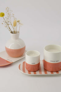 Zusss Serveerschaal streep - Wit/Roze