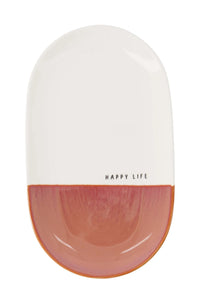 Zusss - Serveerschaal happy life wit/burgundy