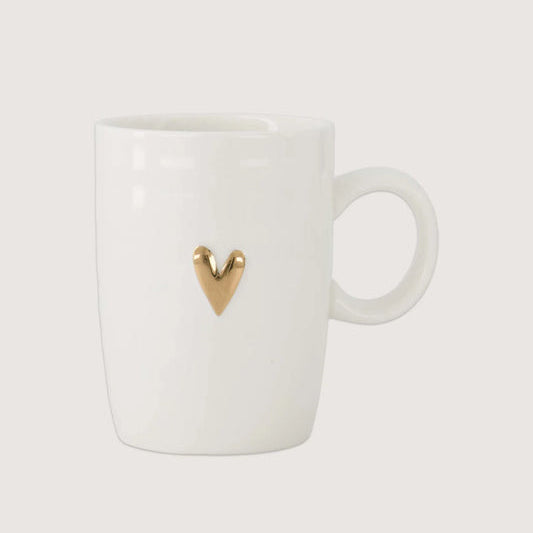 Zusss - Koffie mok met oortje hartje - Wit/Goud