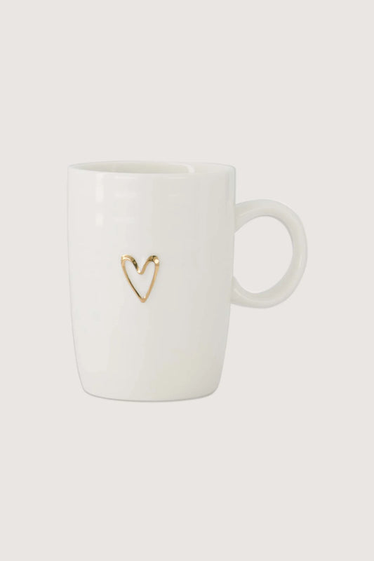 Zusss - Koffiemok met oor lijn hartje - Wit / Goud
