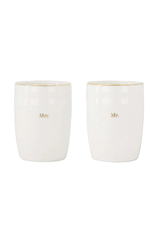 Zusss - Set van 2 mokken Mr & Mrs - Wit/Goud