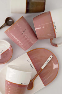Zusss - Koffiemok happy wit/burgundy