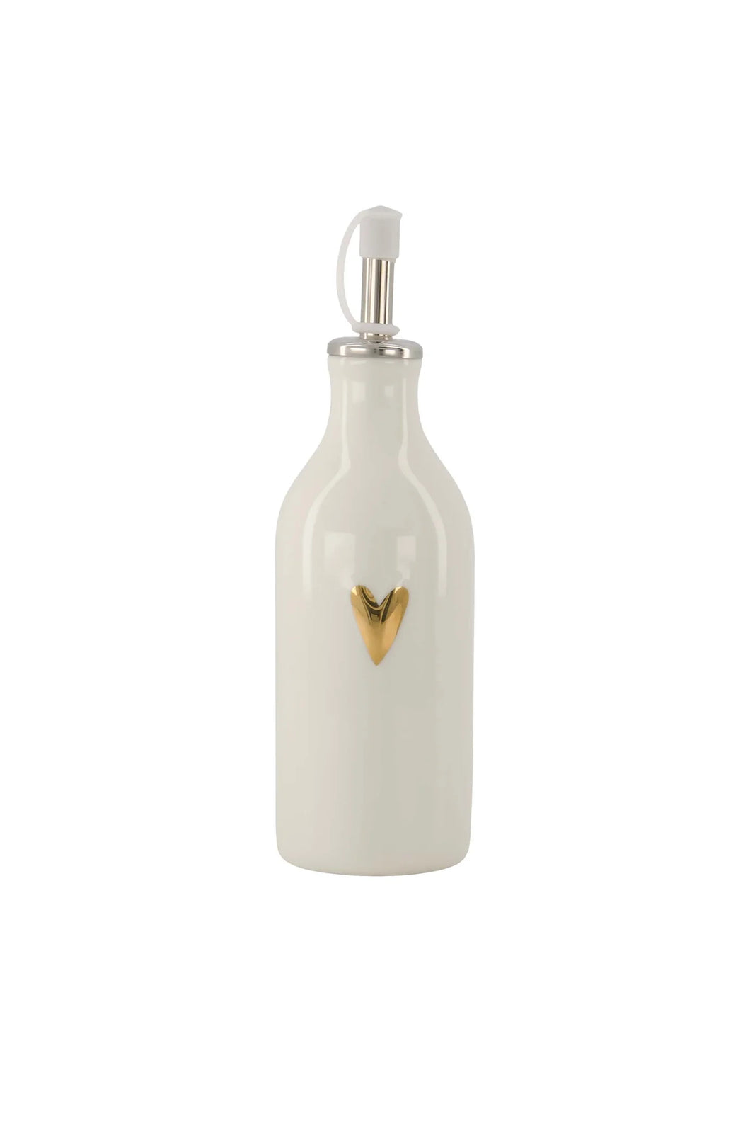 Zusss - Olie/azijn fles keramiek gouden hartje - Beige